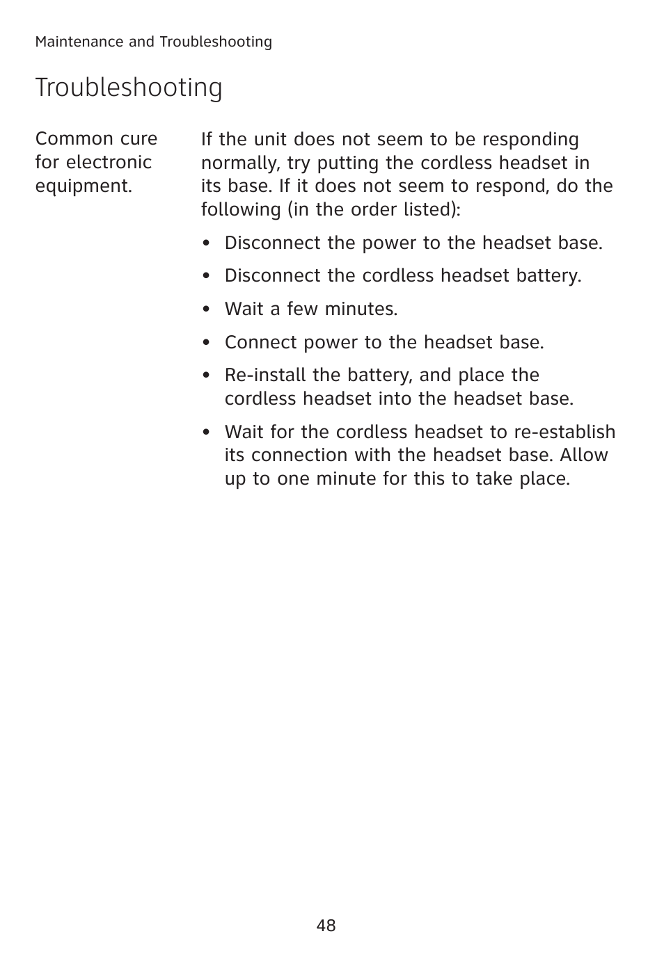 Troubleshooting | AT&T TL7610 User Manual | Page 54 / 72