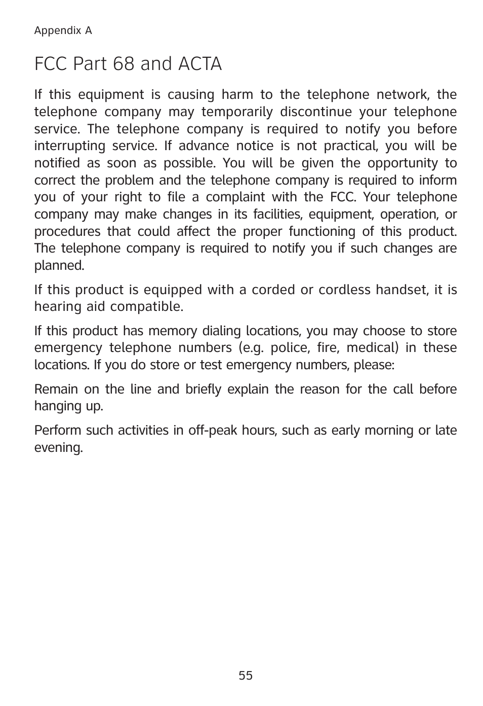 Fcc part 68 and acta | AT&T TL7610 User Manual | Page 61 / 72