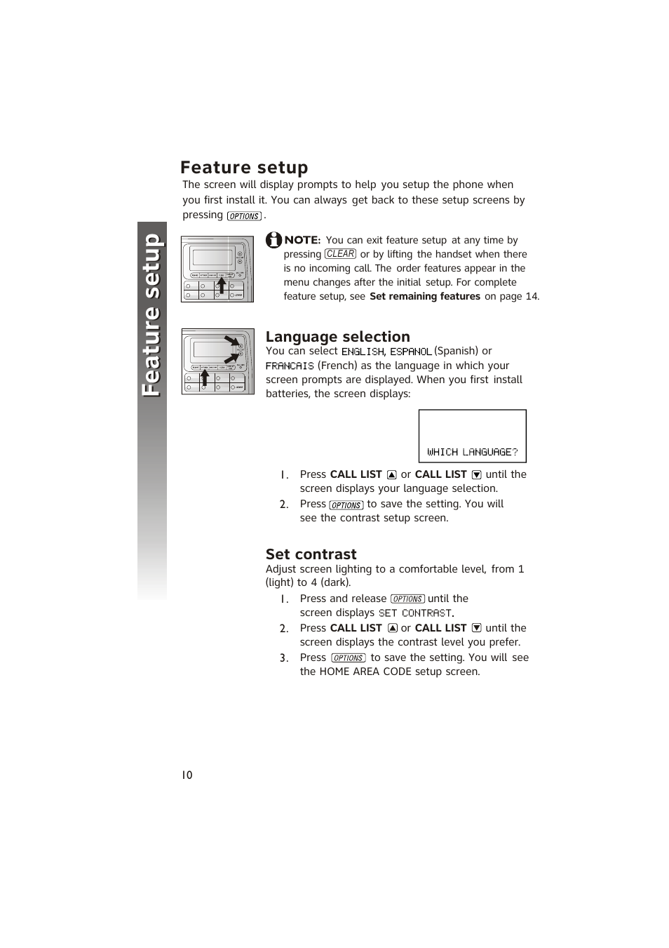 Feature setup feature setup, Feature setup | AT&T 950 Speakerphone User Manual | Page 12 / 41