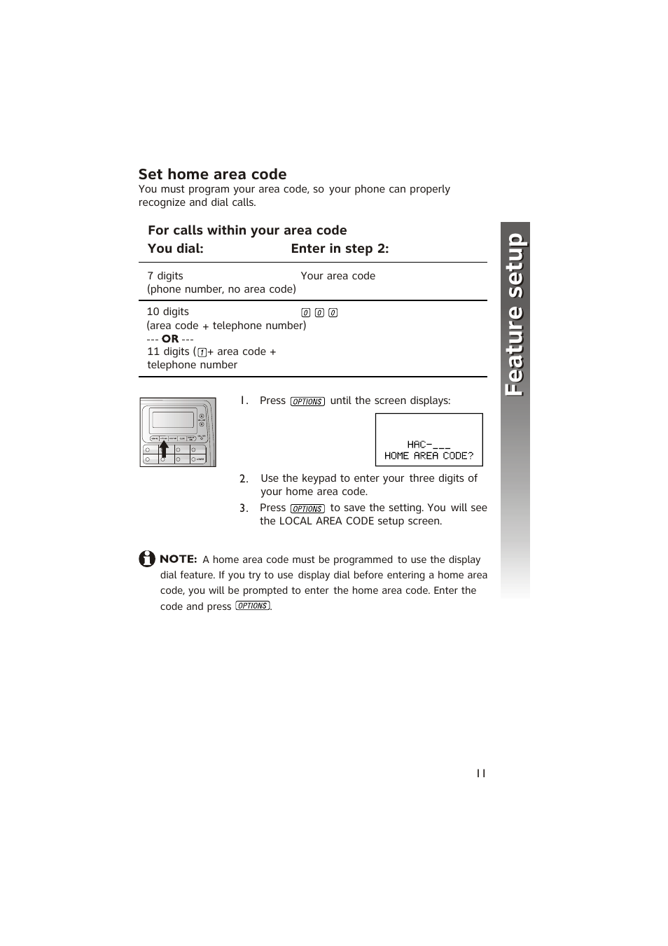 Feature setup feature setup | AT&T 950 Speakerphone User Manual | Page 13 / 41
