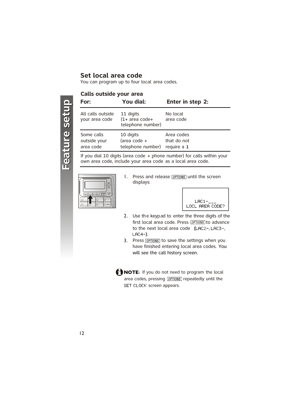 Feature setup feature setup | AT&T 950 Speakerphone User Manual | Page 14 / 41