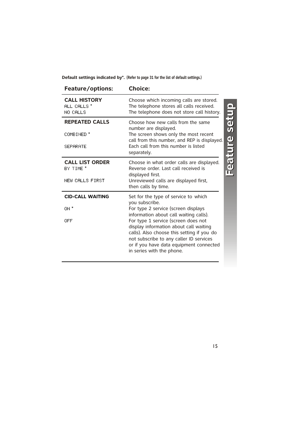 Feature setup feature setup | AT&T 950 Speakerphone User Manual | Page 17 / 41