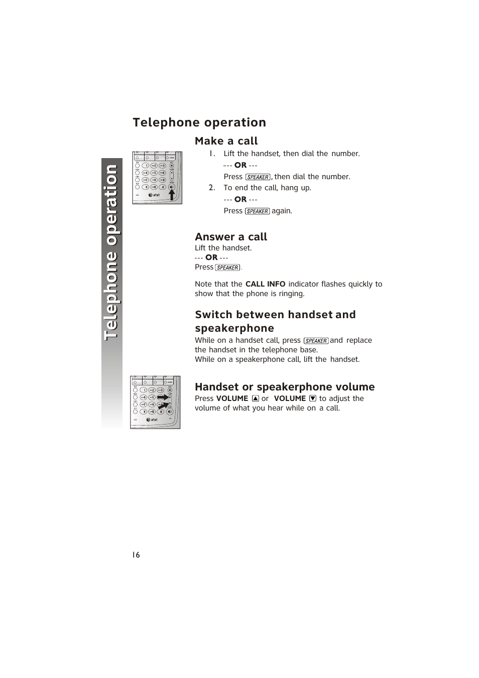 Telephone operation telephone operation, Telephone operation | AT&T 950 Speakerphone User Manual | Page 18 / 41