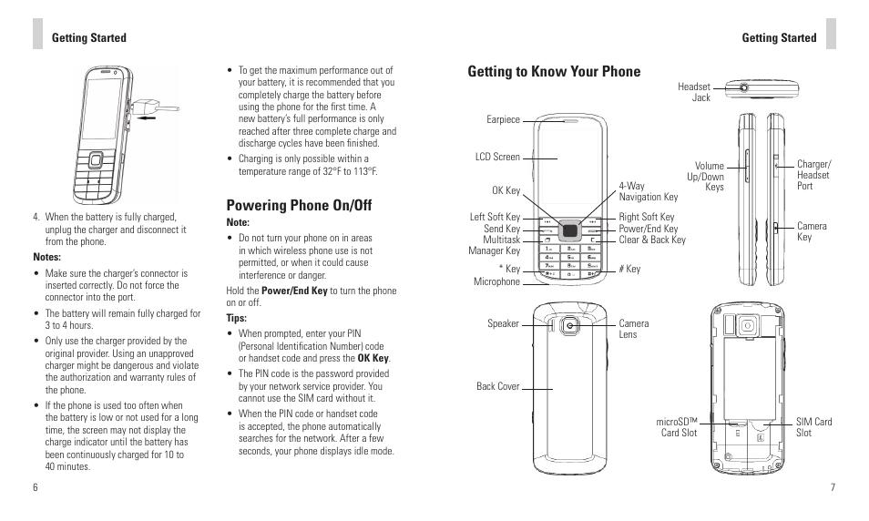 Getting to know your phone, Powering phone on/off | AT&T F160 User Manual | Page 5 / 28