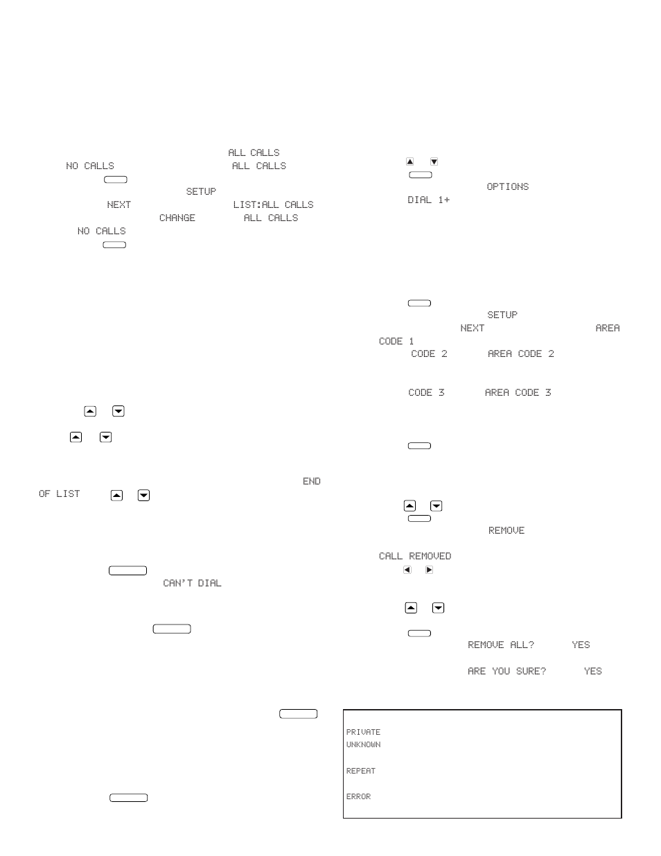 Call list options, Incoming call history, Reviewing call history | Display dial, Programming local area codes, Removing call records from history | AT&T 7710 User Manual | Page 8 / 12