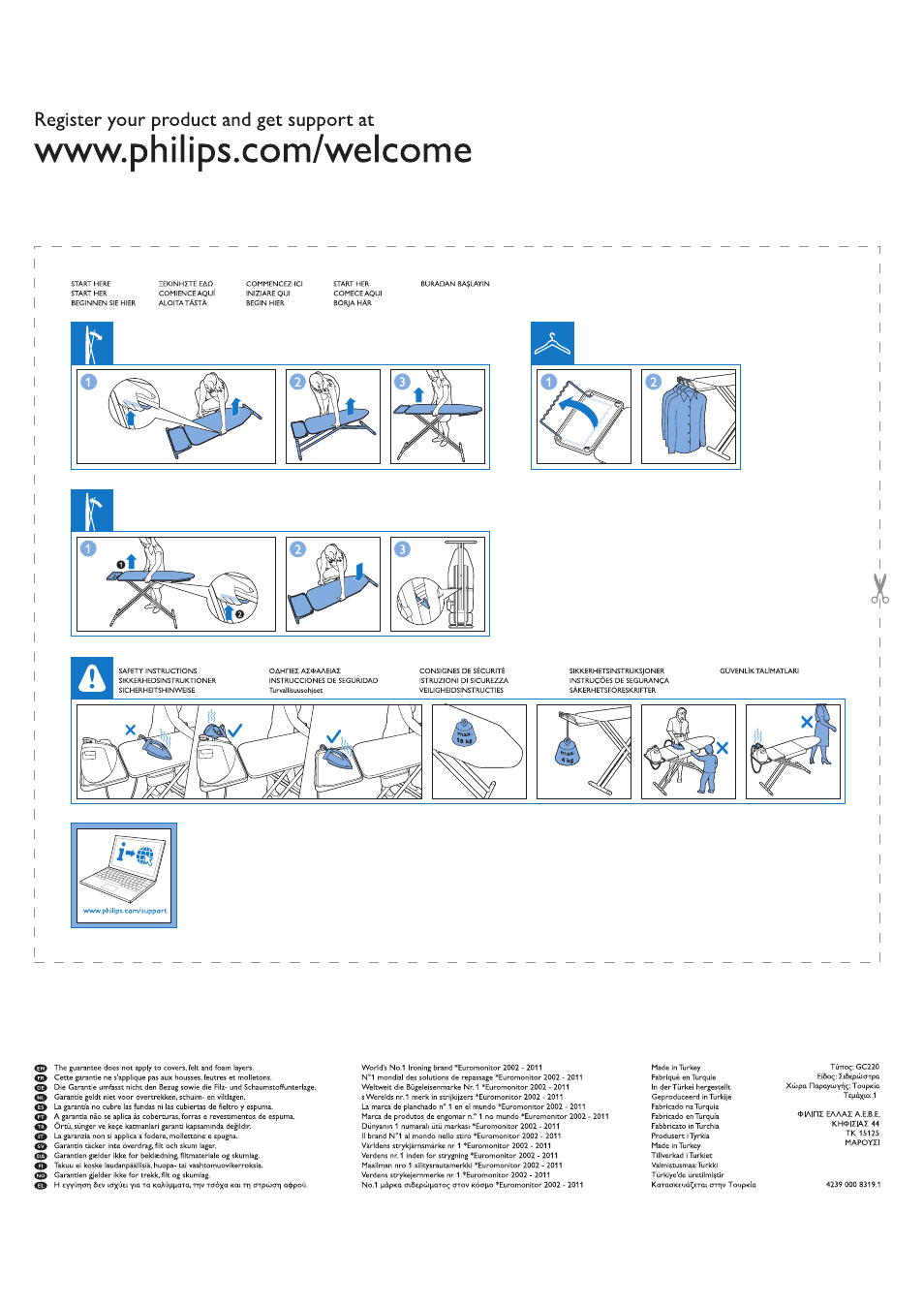 Philips Table à repasser User Manual | 1 page