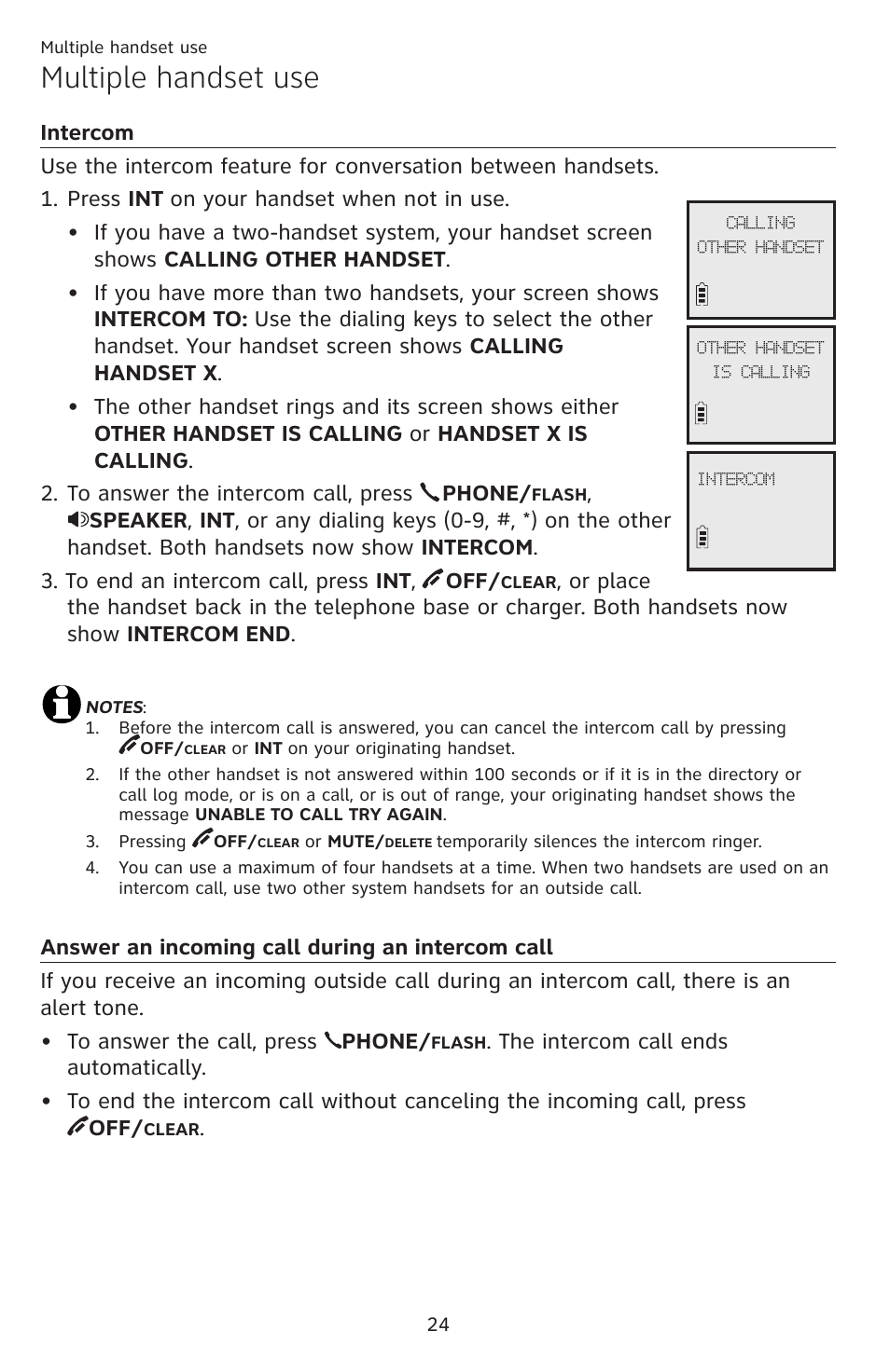 Multiple handset use | AT&T DECT EL52459 User Manual | Page 29 / 73