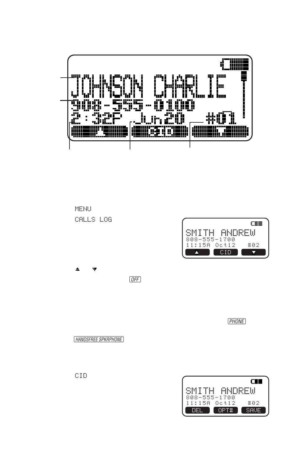 Caller id operation, View calls log, Dial displayed call record | Smith andrew | AT&T 2440 User Manual | Page 23 / 29
