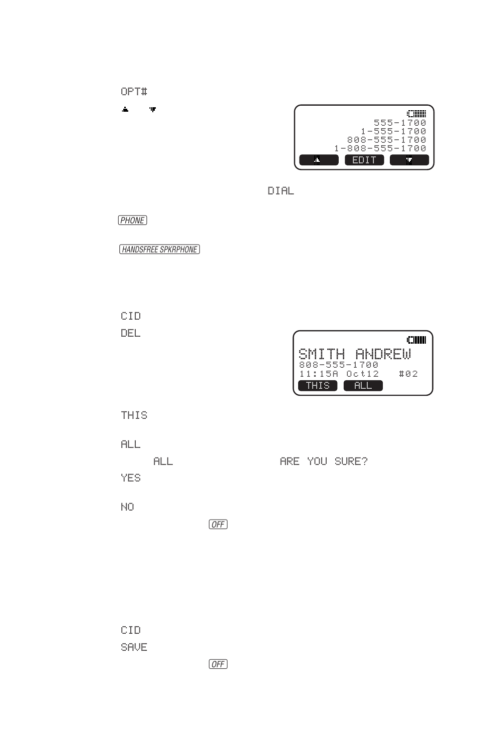 Caller id operation, Delete call records, Smith andrew | AT&T 2440 User Manual | Page 24 / 29