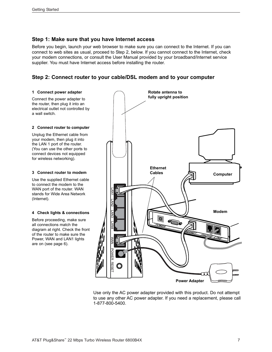 Step 1: make sure that you have internet access | AT&T PLUG&SHARETM 6800B4X User Manual | Page 7 / 77