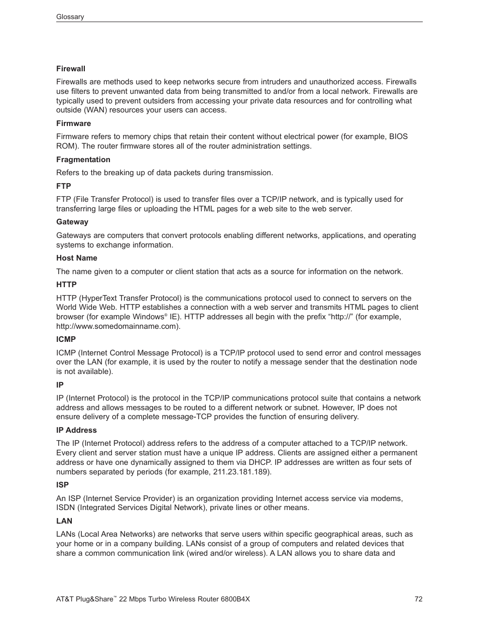 AT&T PLUG&SHARETM 6800B4X User Manual | Page 72 / 77