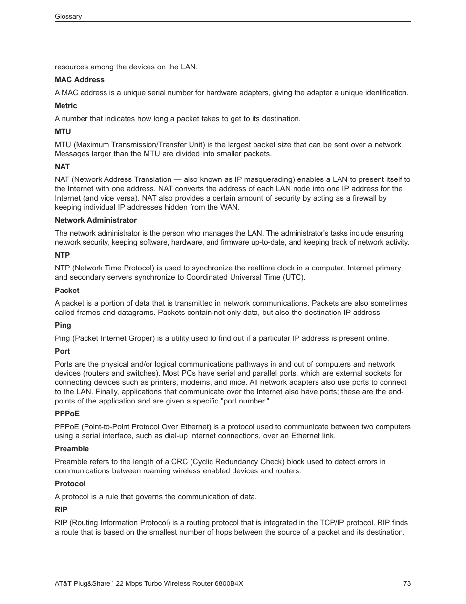 AT&T PLUG&SHARETM 6800B4X User Manual | Page 73 / 77