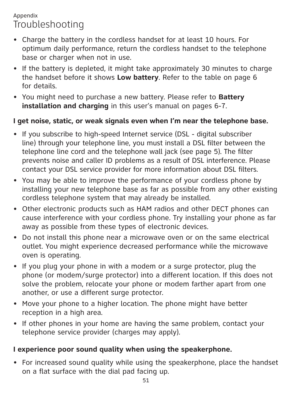 Troubleshooting | AT&T CL81201 User Manual | Page 56 / 72