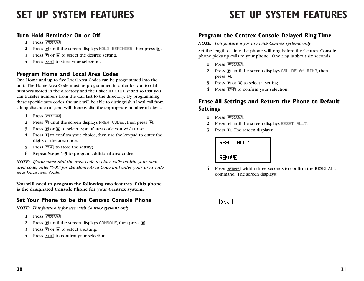 Set up system features | AT&T 955 User Manual | Page 12 / 36