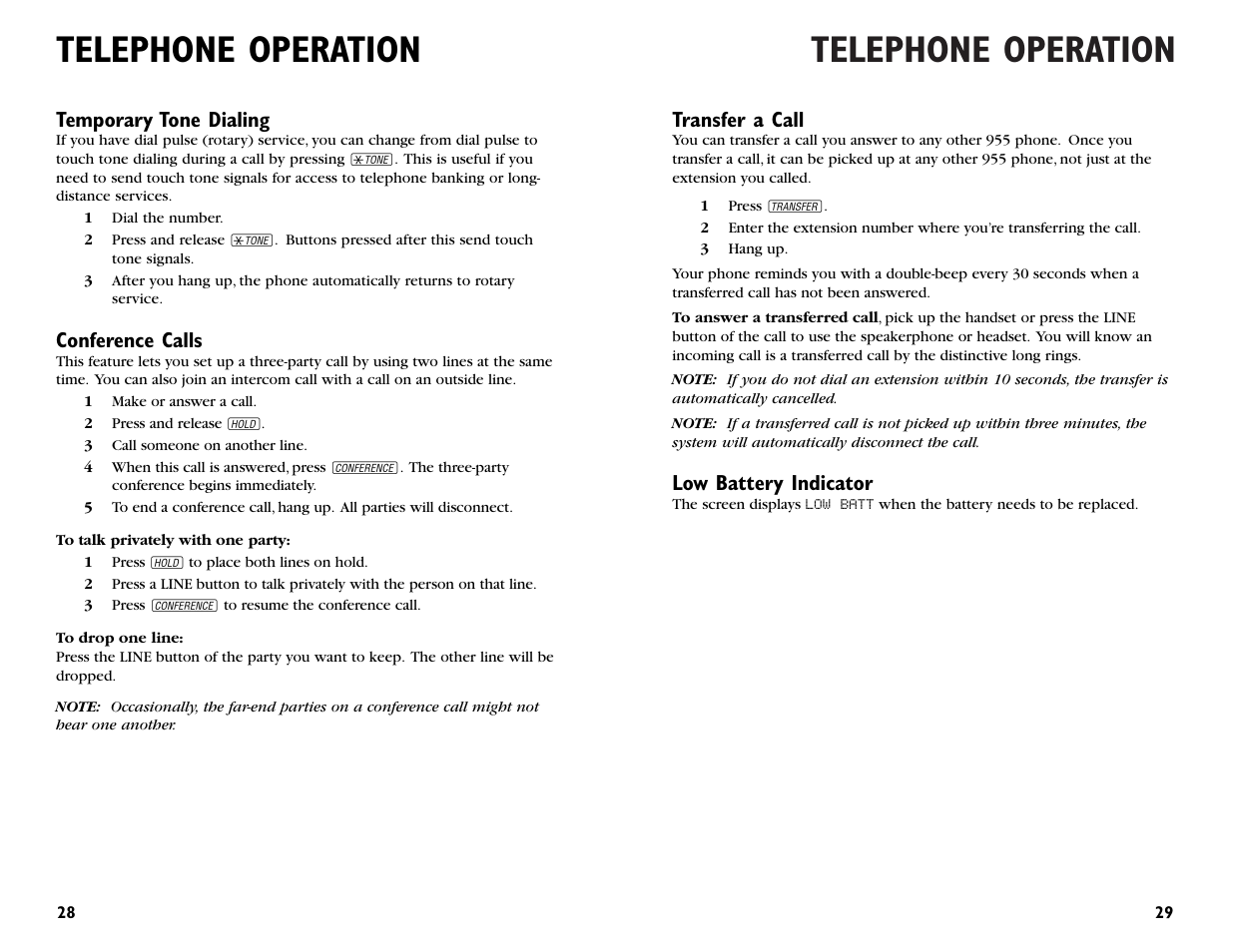 Telephone operation | AT&T 955 User Manual | Page 16 / 36