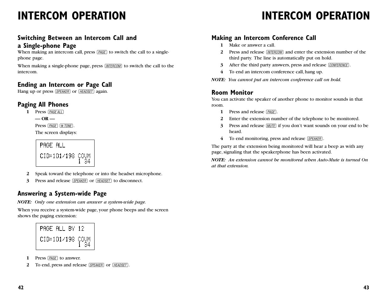 Intercom operation | AT&T 955 User Manual | Page 23 / 36
