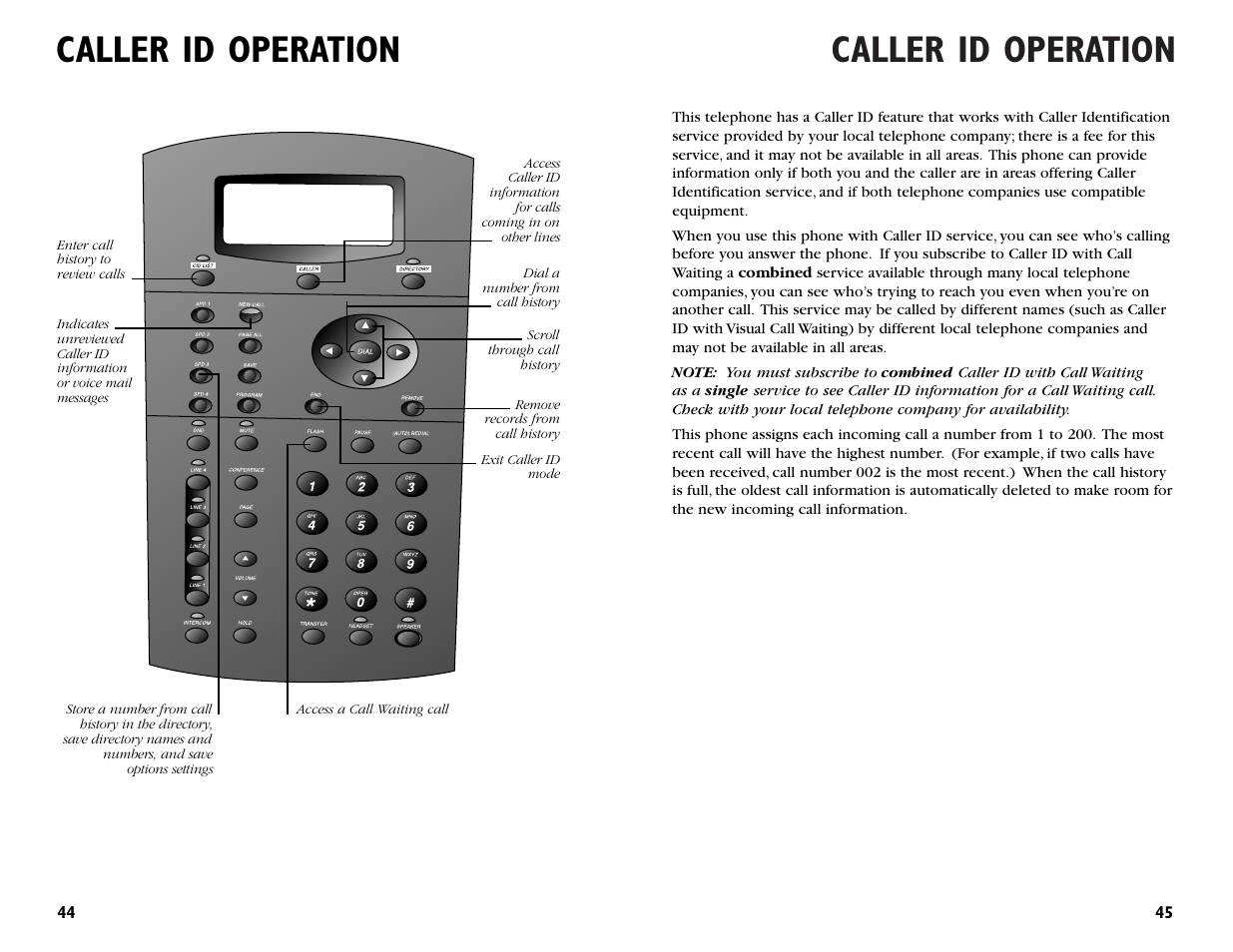 Caller id operation | AT&T 955 User Manual | Page 24 / 36