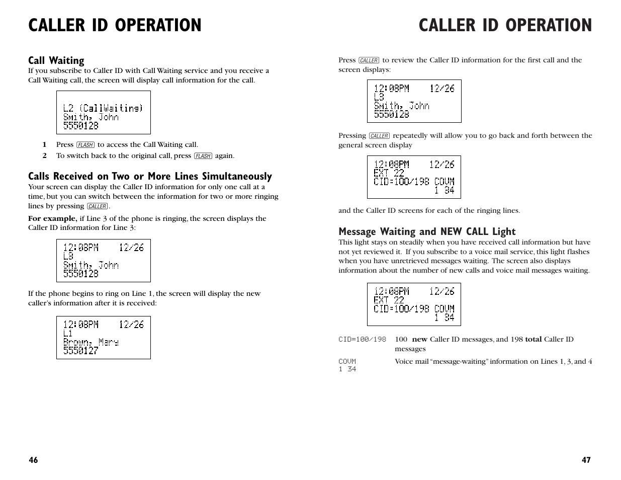 Caller id operation | AT&T 955 User Manual | Page 25 / 36
