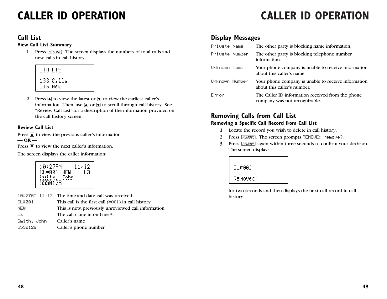 Caller id operation | AT&T 955 User Manual | Page 26 / 36