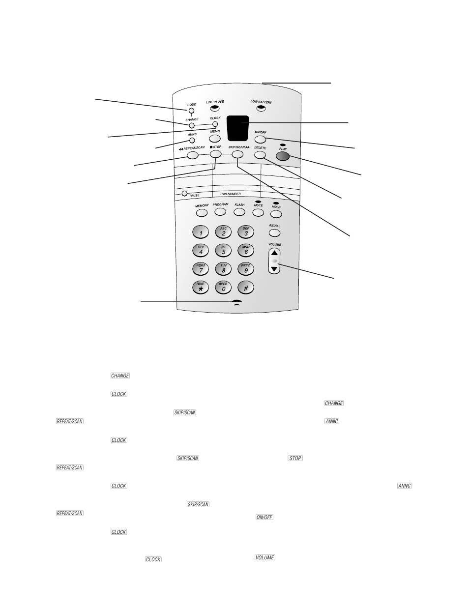 Setting the clock, Recording your announcement, Turning the system on/off | Volume control | AT&T 1815 User Manual | Page 6 / 14