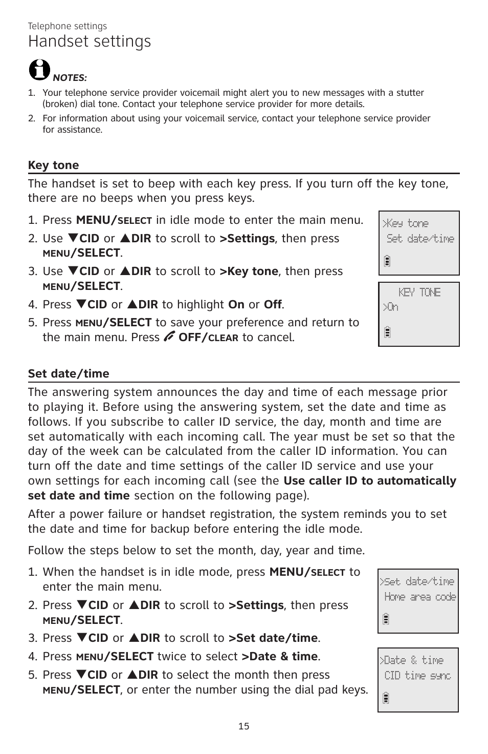 Handset settings | AT&T CL84200 User Manual | Page 21 / 101