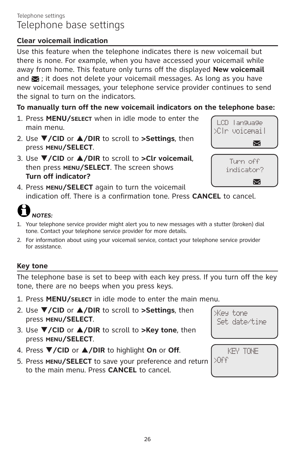 Telephone base settings | AT&T CL84200 User Manual | Page 32 / 101