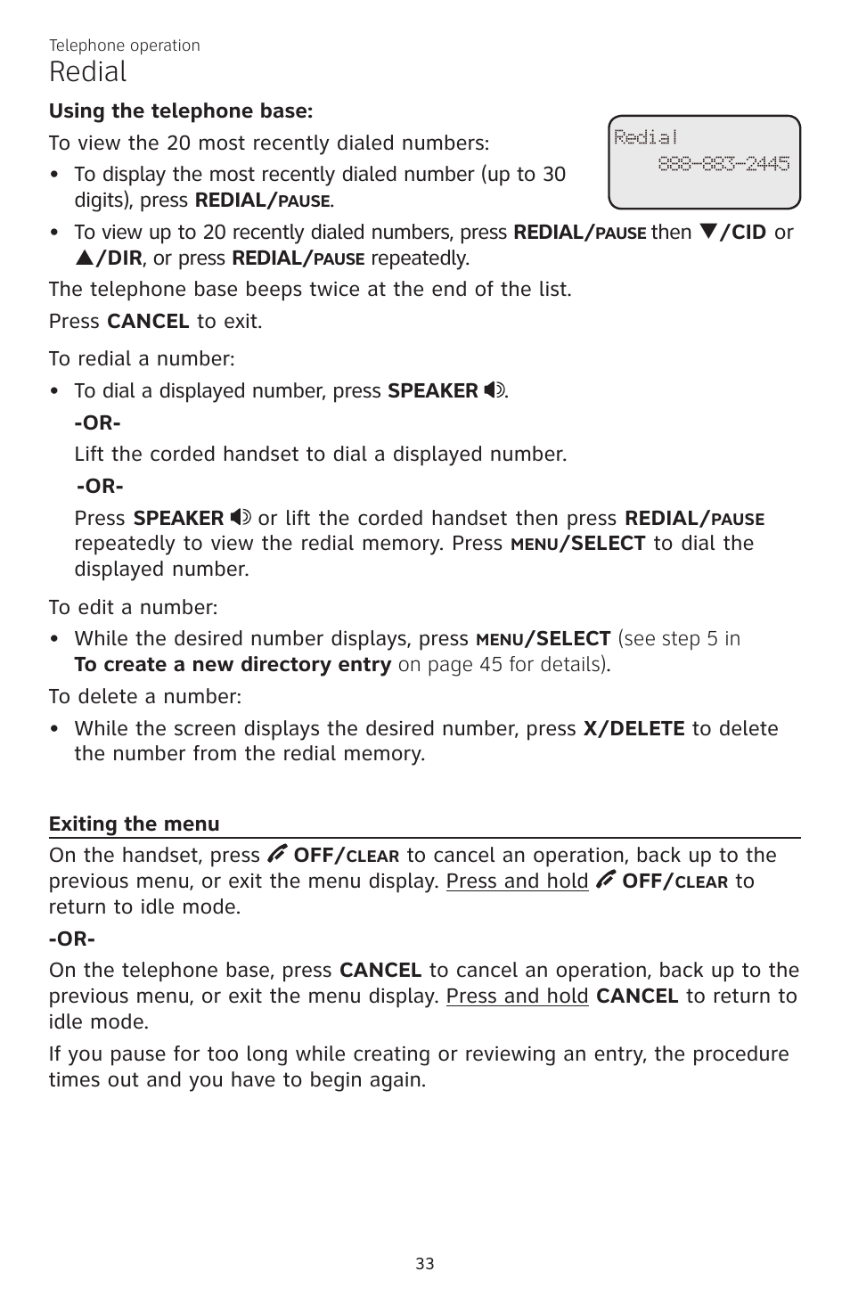 Redial | AT&T CL84200 User Manual | Page 39 / 101