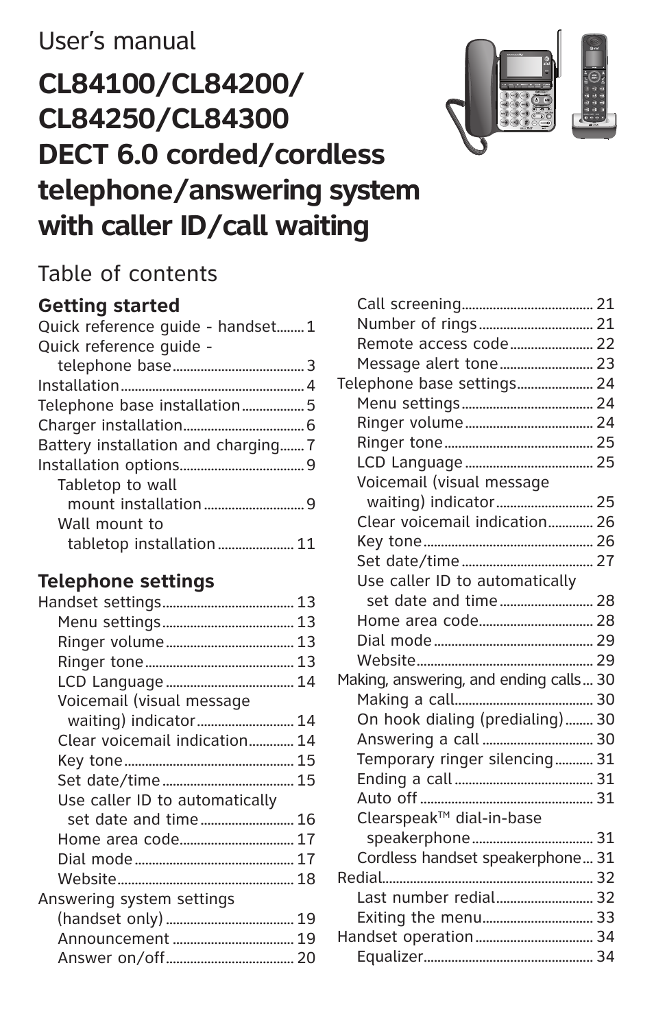 AT&T CL84200 User Manual | Page 4 / 101