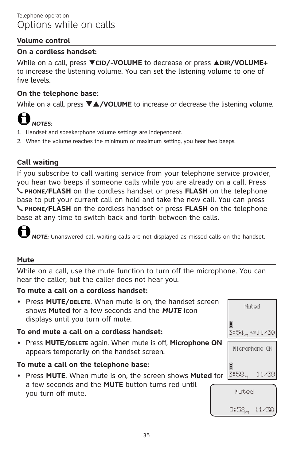Options while on calls | AT&T CL84200 User Manual | Page 41 / 101
