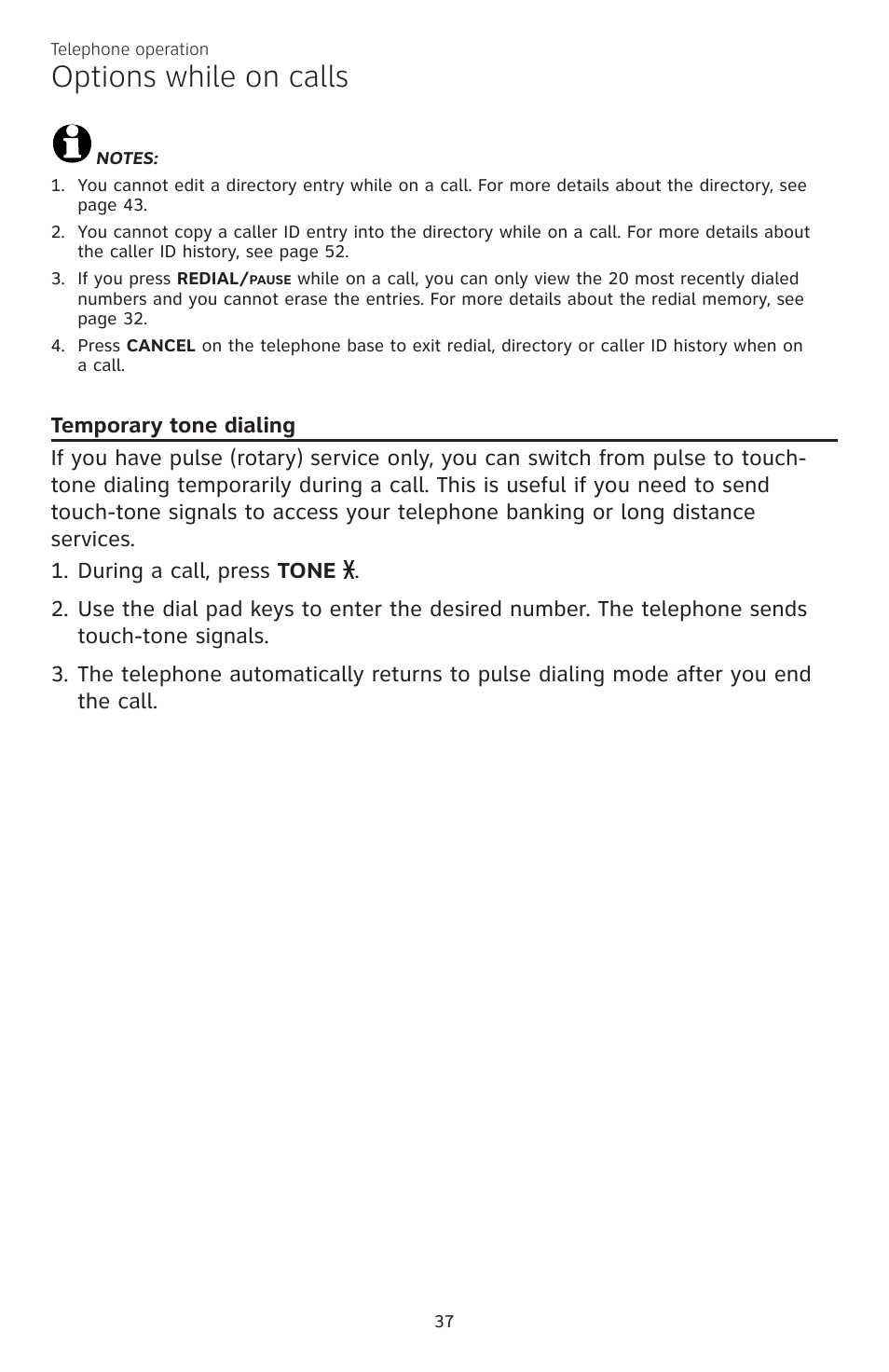 Options while on calls | AT&T CL84200 User Manual | Page 43 / 101