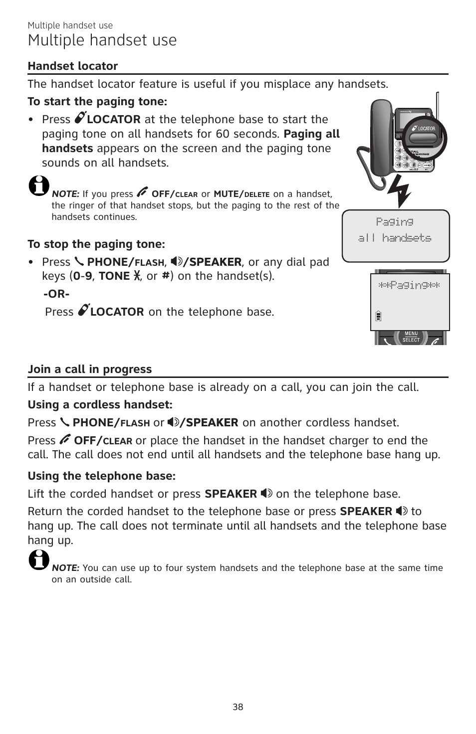 Multiple handset use | AT&T CL84200 User Manual | Page 44 / 101