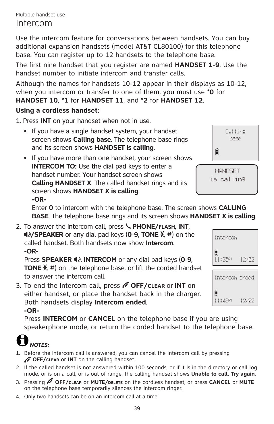 Intercom | AT&T CL84200 User Manual | Page 45 / 101