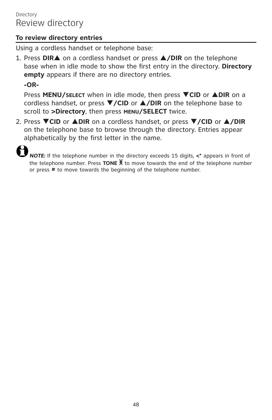 Review directory | AT&T CL84200 User Manual | Page 54 / 101