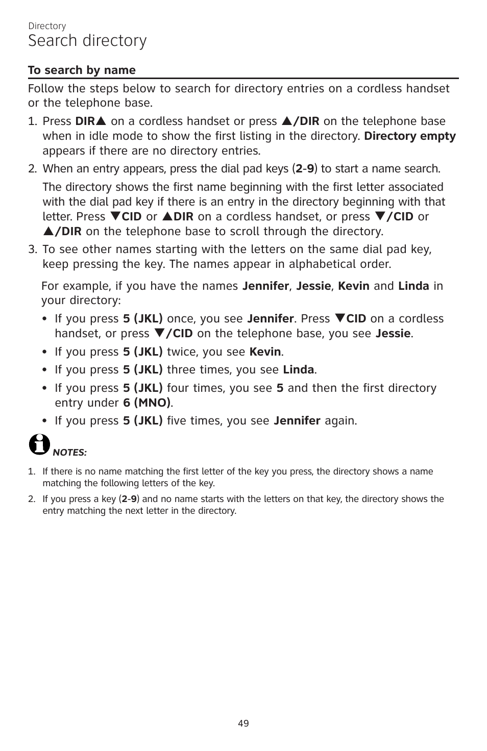 Search directory | AT&T CL84200 User Manual | Page 55 / 101