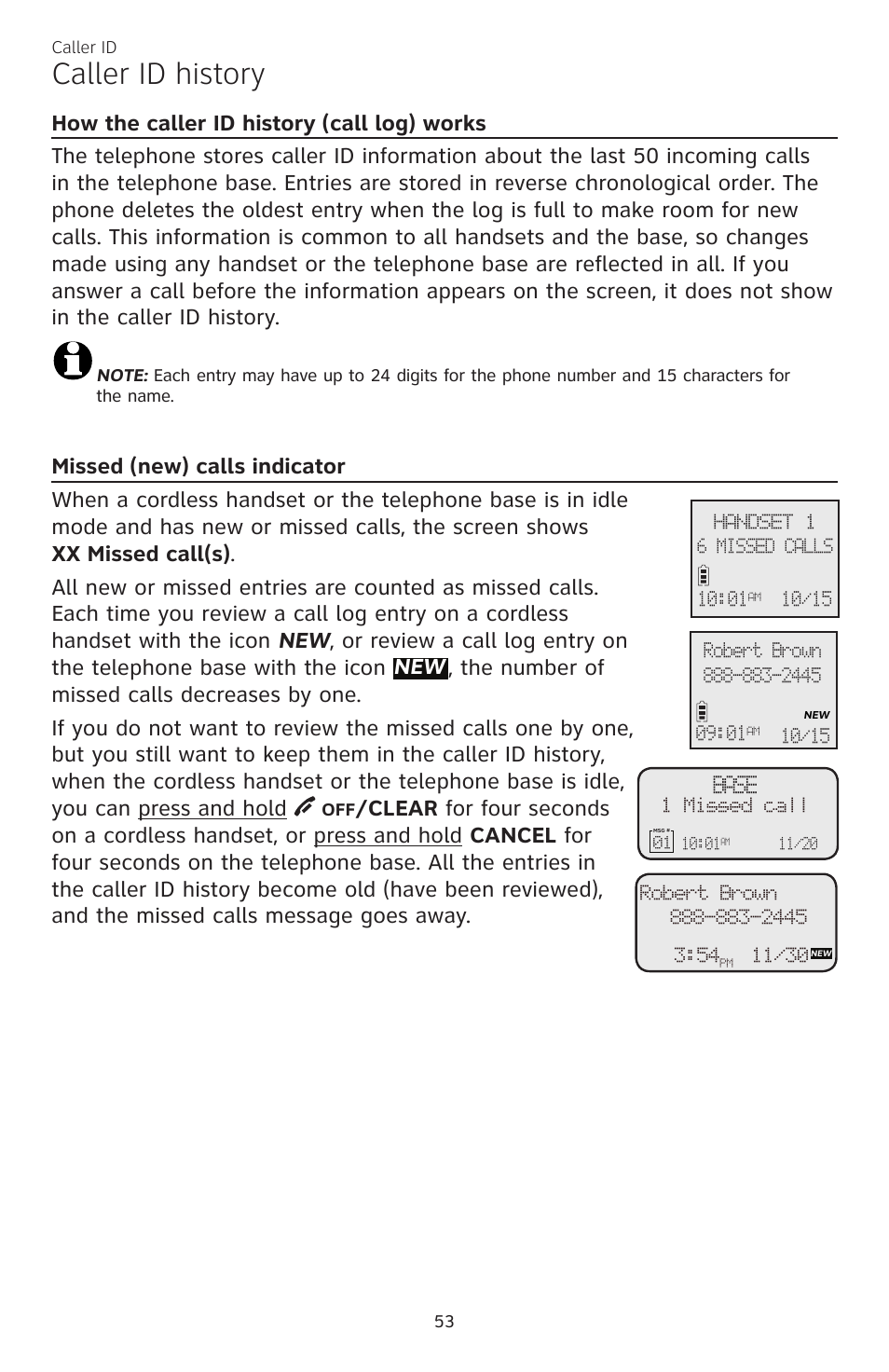 Caller id history | AT&T CL84200 User Manual | Page 59 / 101