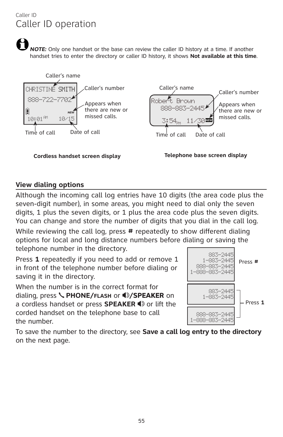 Caller id operation, Phone | AT&T CL84200 User Manual | Page 61 / 101