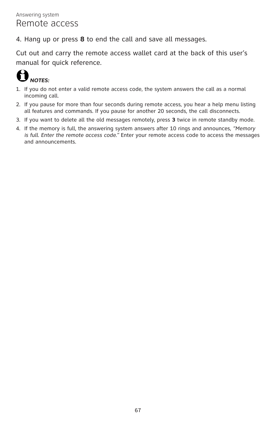 Remote access | AT&T CL84200 User Manual | Page 73 / 101