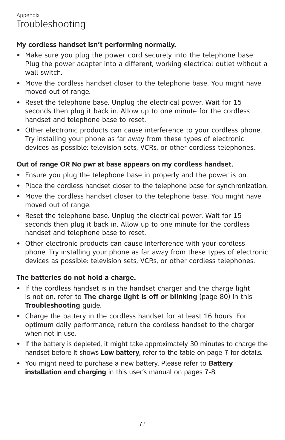 Troubleshooting | AT&T CL84200 User Manual | Page 83 / 101