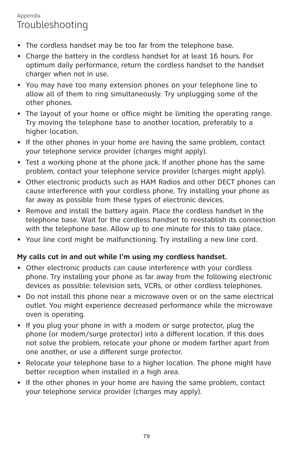 Troubleshooting | AT&T CL84200 User Manual | Page 85 / 101
