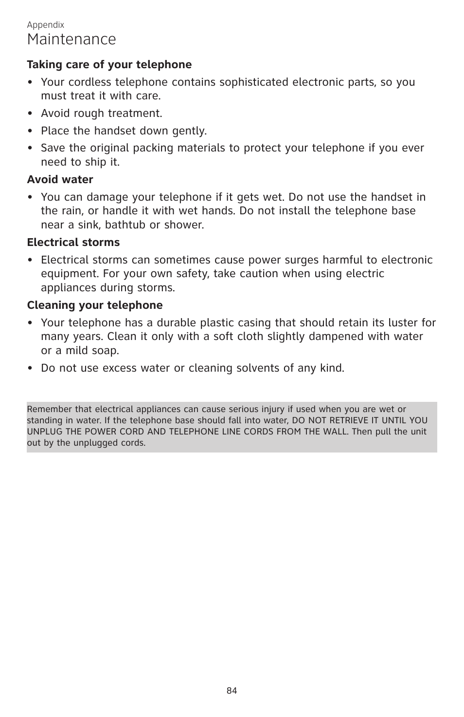 Maintenance | AT&T CL84200 User Manual | Page 90 / 101