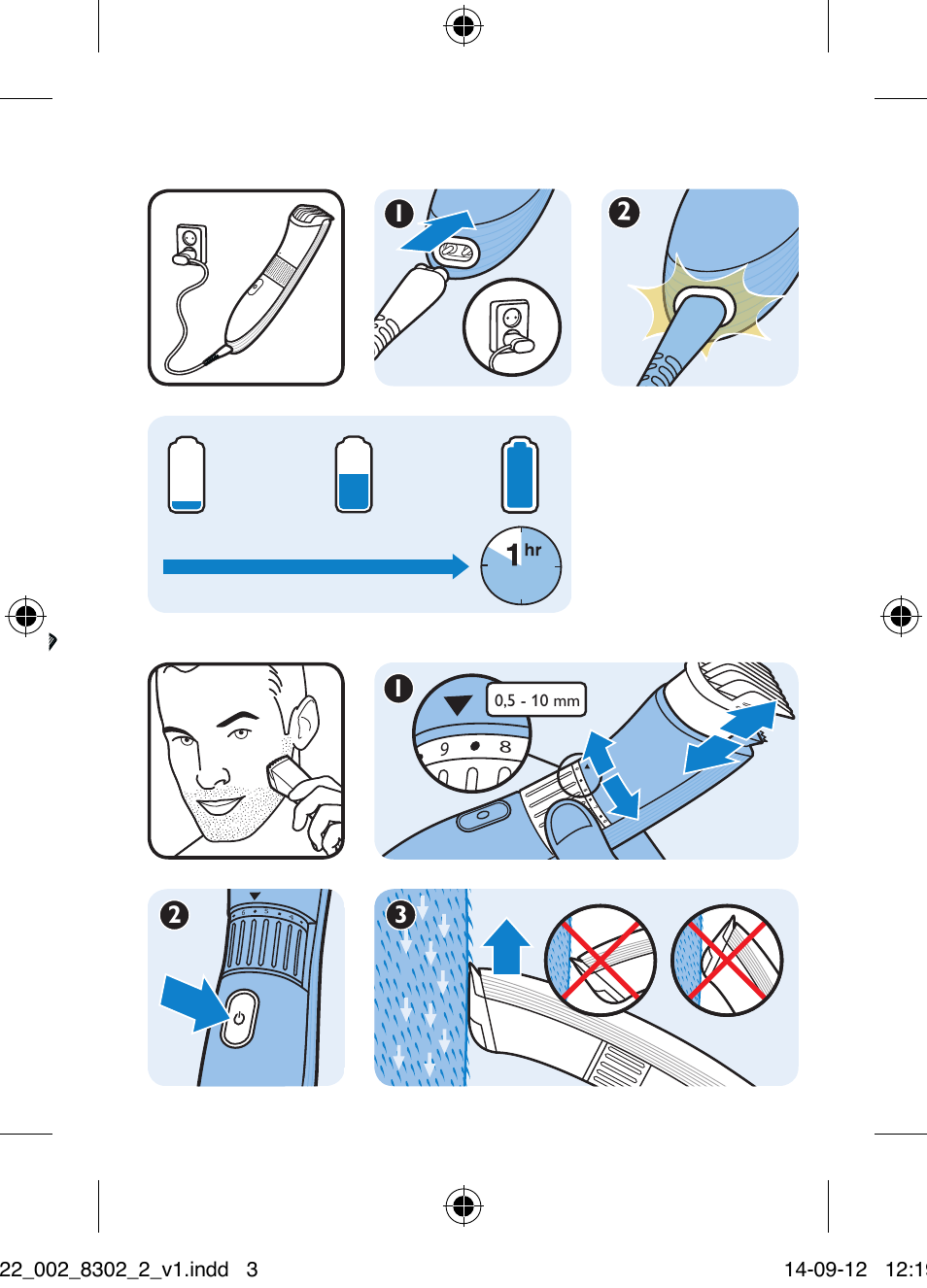 Philips BEARDTRIMMER Series 5000 Tondeuse étanche pour barbe de 3 jours User Manual | Page 3 / 4