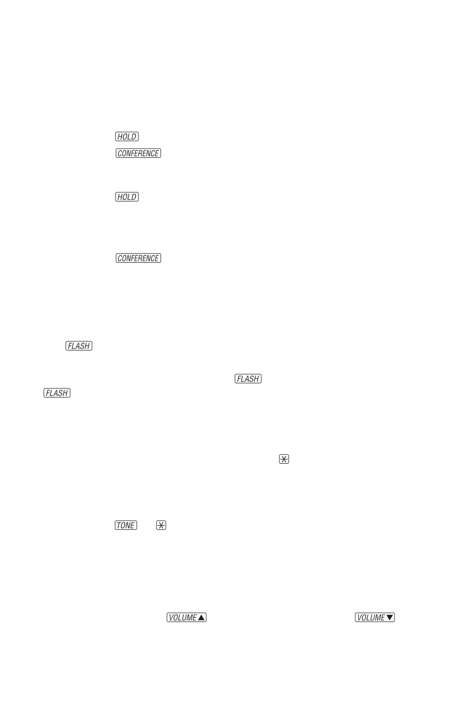 Telephone operation, Conference call options, Flash | Temporary tone dialing, Ringer volume | AT&T 962 User Manual | Page 19 / 33