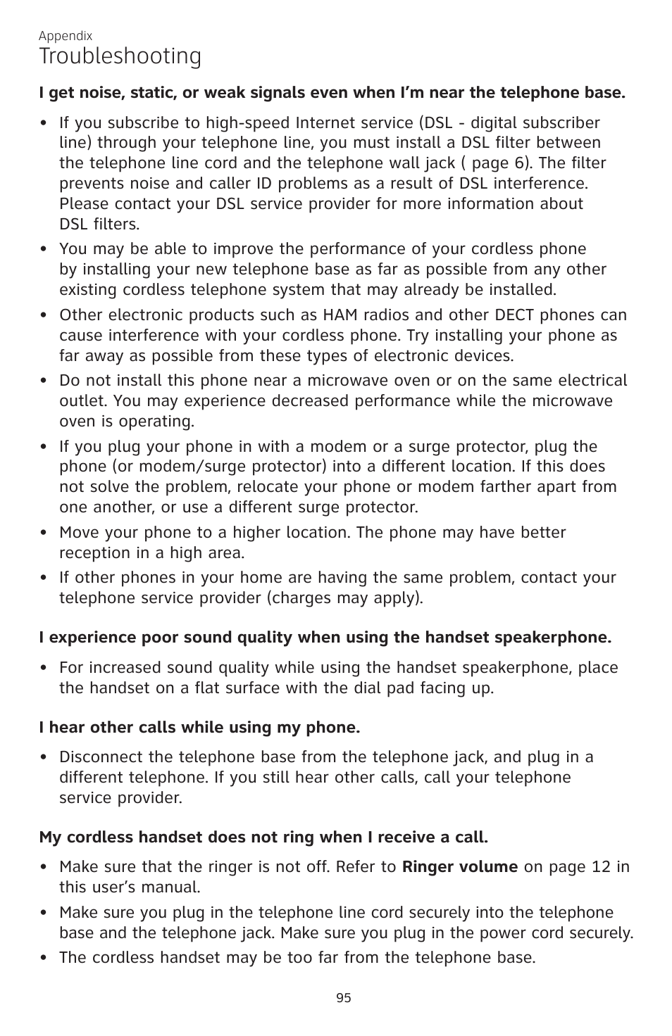 Troubleshooting | AT&T CL83101 User Manual | Page 101 / 118