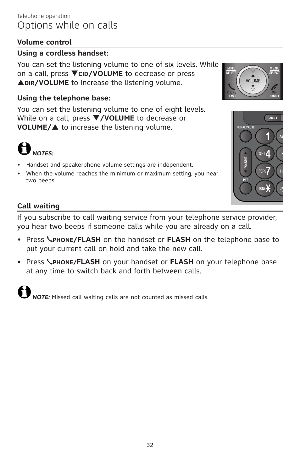 Options while on calls | AT&T CL83101 User Manual | Page 38 / 118
