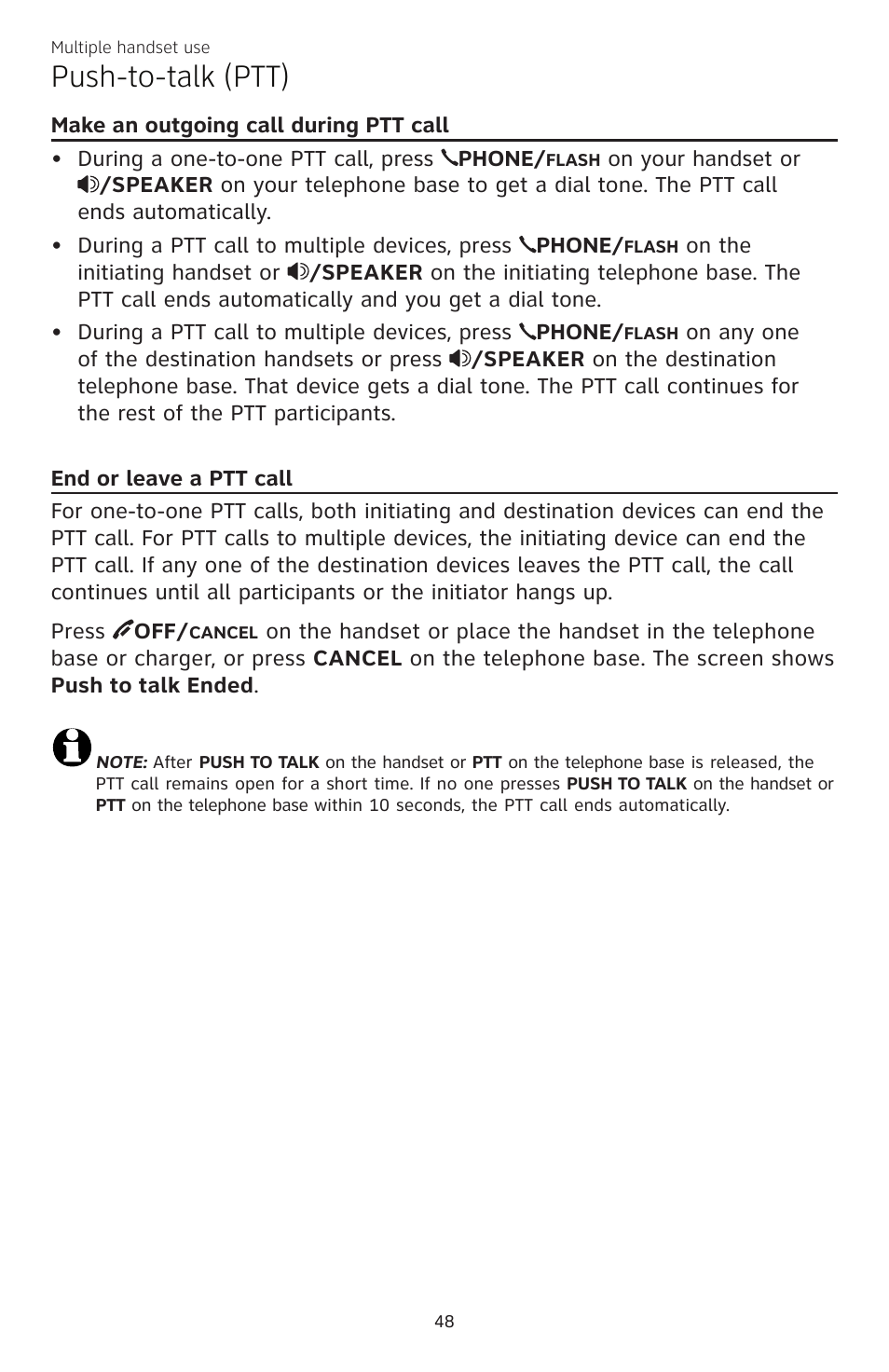 Push-to-talk (ptt) | AT&T CL83101 User Manual | Page 54 / 118
