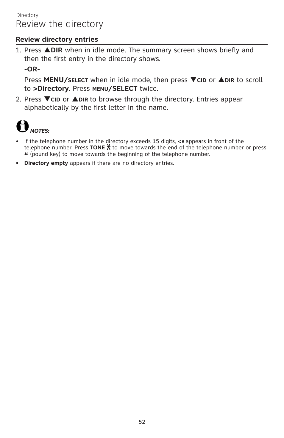 Review the directory | AT&T CL83101 User Manual | Page 58 / 118