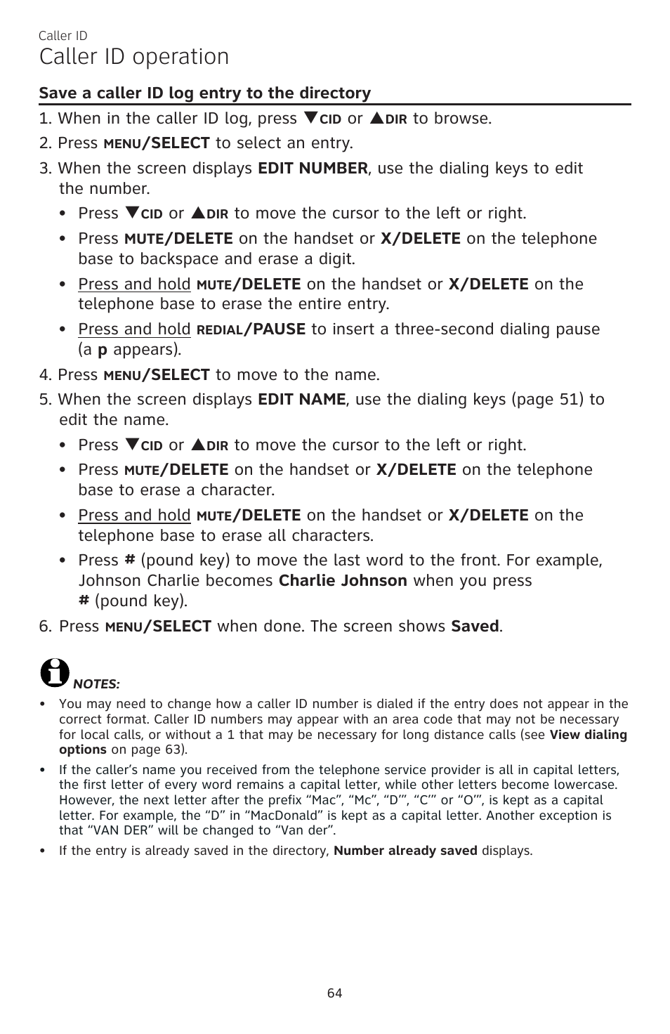 Caller id operation | AT&T CL83101 User Manual | Page 70 / 118