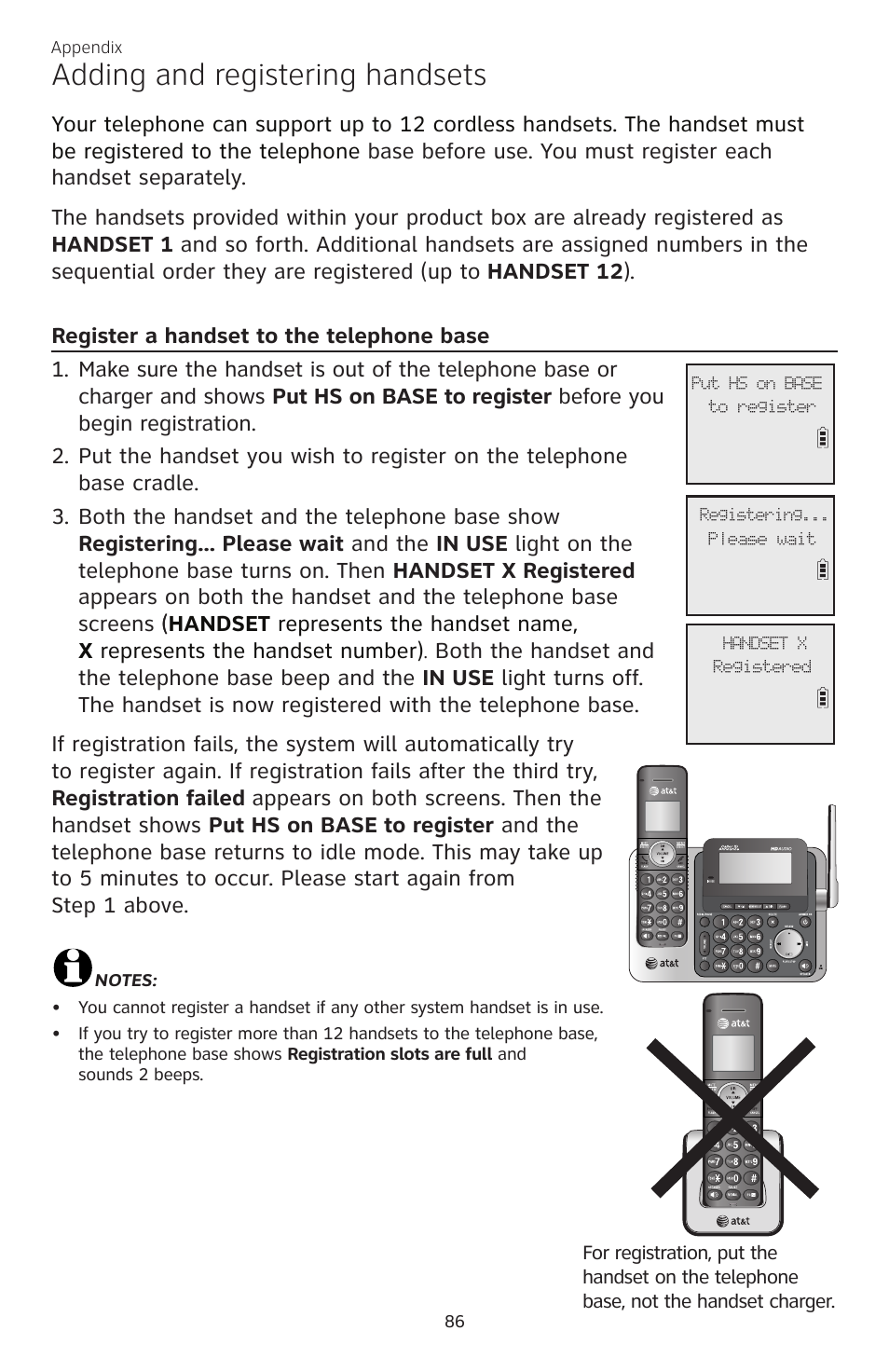 Adding and registering handsets | AT&T CL83101 User Manual | Page 92 / 118
