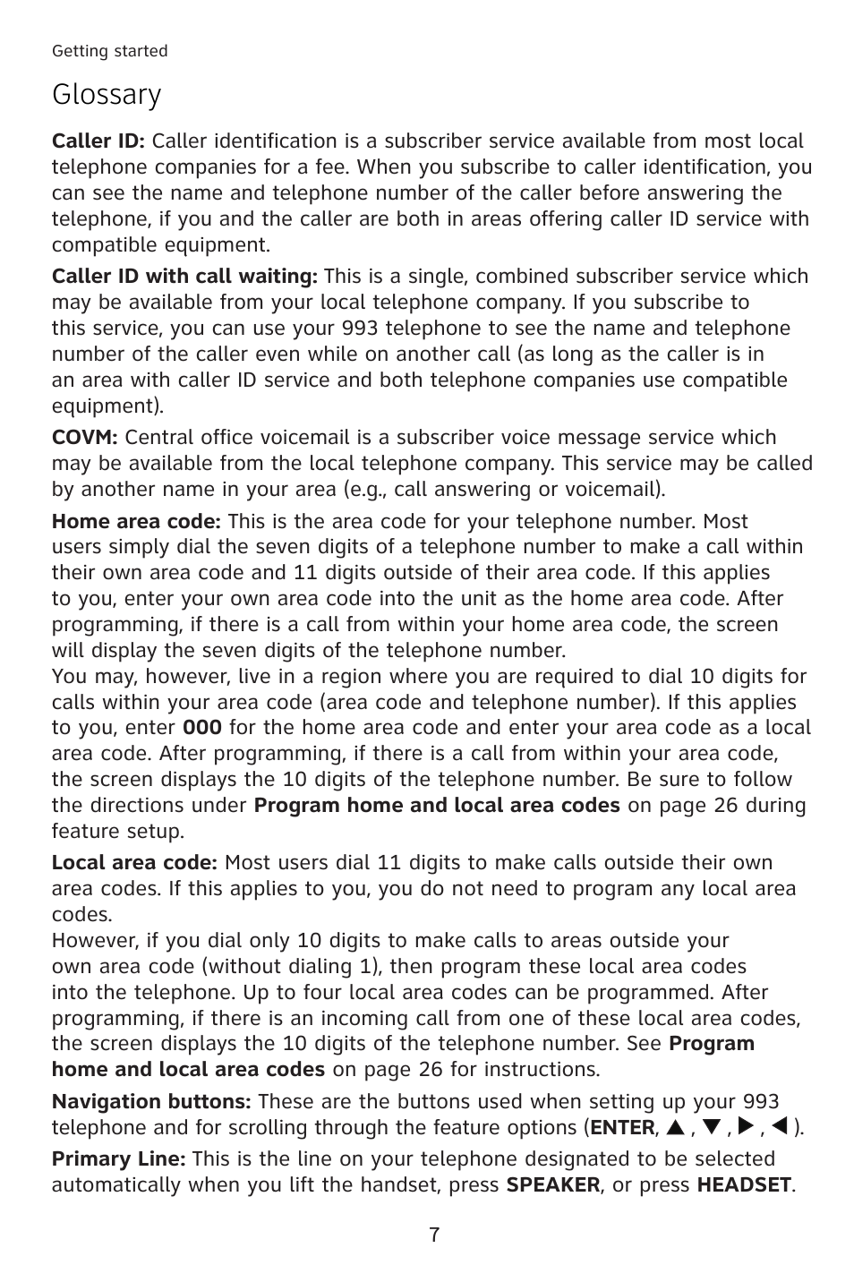 Glossary | AT&T 993 User Manual | Page 10 / 79