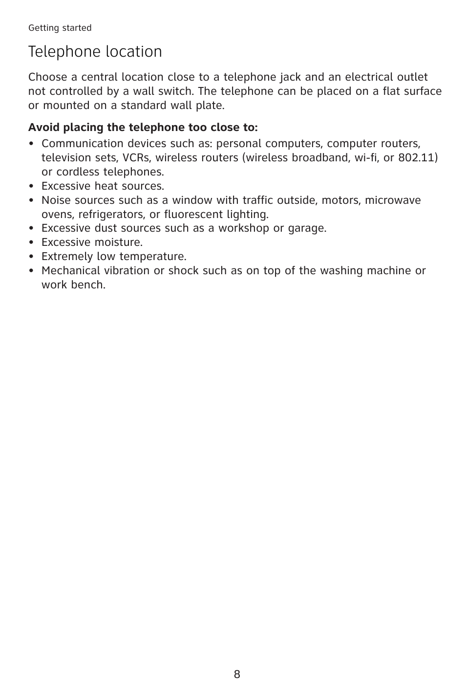 Telephone location | AT&T 993 User Manual | Page 11 / 79